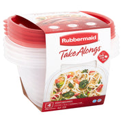 TakeAlongs Food Storage Container, Deep Squares, 5.2 Cup, 4 Pack, Tint Chili