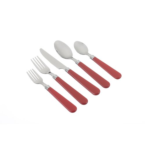 Red Flatware Set, 48 Piece Stainless Steel & Plastic